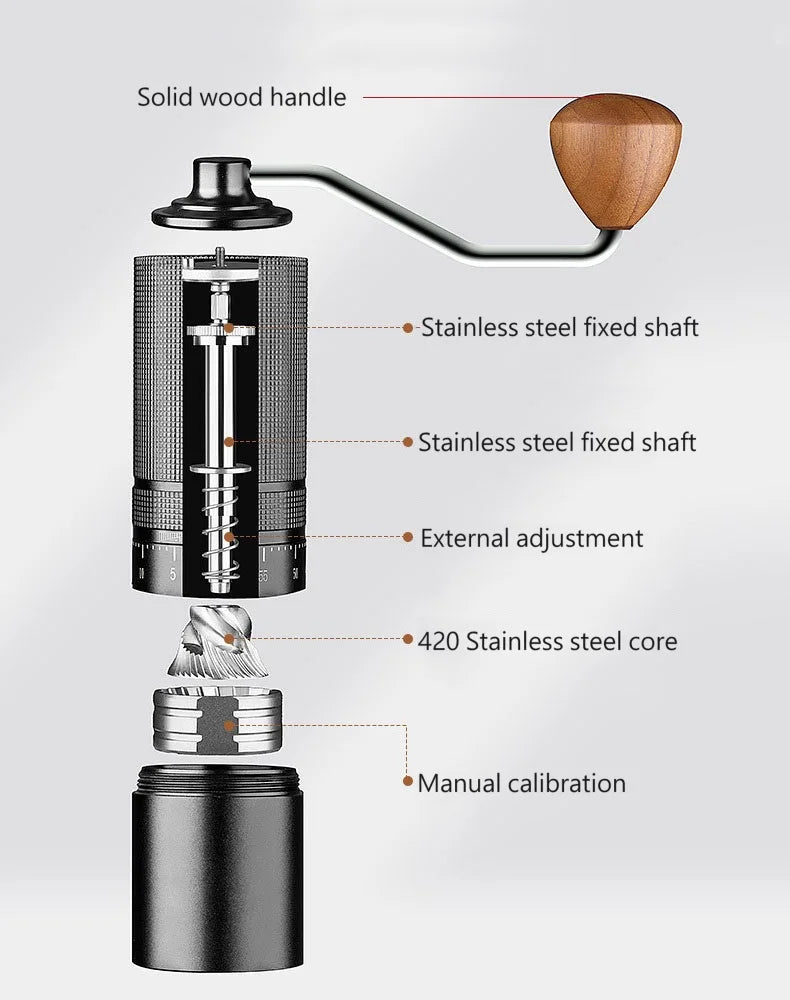 Portable Manual Coffee Grinder CNC Stainless Steel Mill