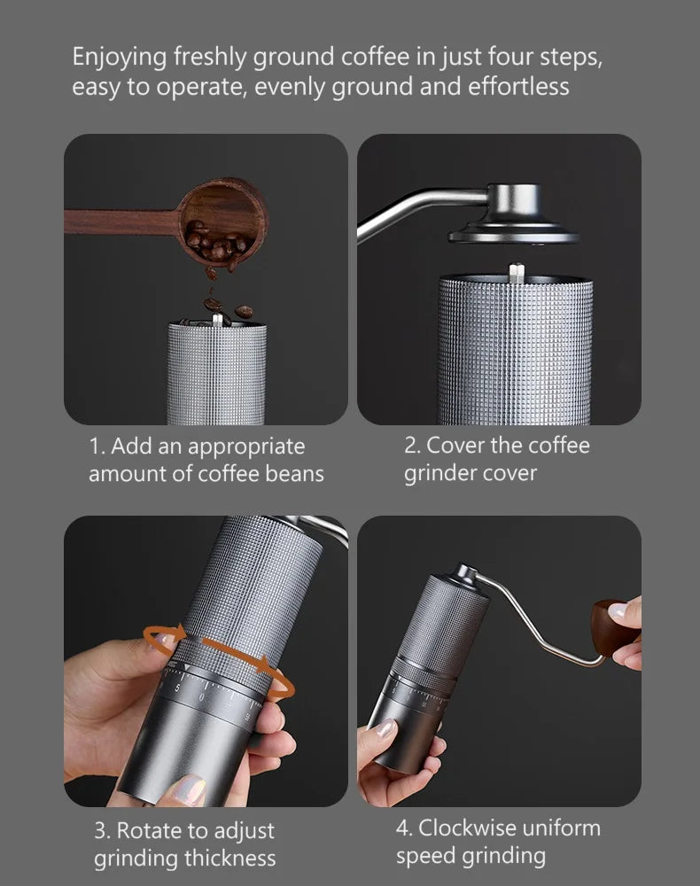 Portable Manual Coffee Grinder CNC Stainless Steel Mill