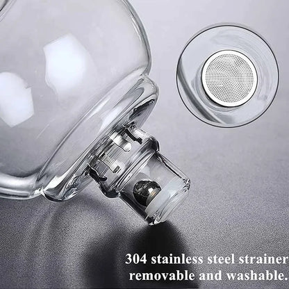 Lazy Kungfu Glass Tea Set: Magnetic Water Diversion Rotating Cover Bowl - Semi-Automatic Glass Teapot